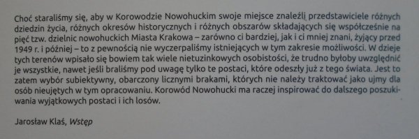 Paweł Jagło Korowód Nowohucki. Wybór biogramów postaci związanych z terenami Nowej Huty