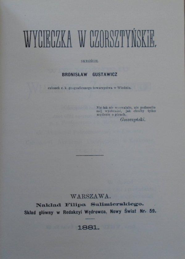 Bronisław Gustawicz Wycieczka w Czorsztyńskie