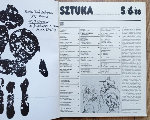 Czasopismo Sztuka 5/6/1988 / Feliks Topolski