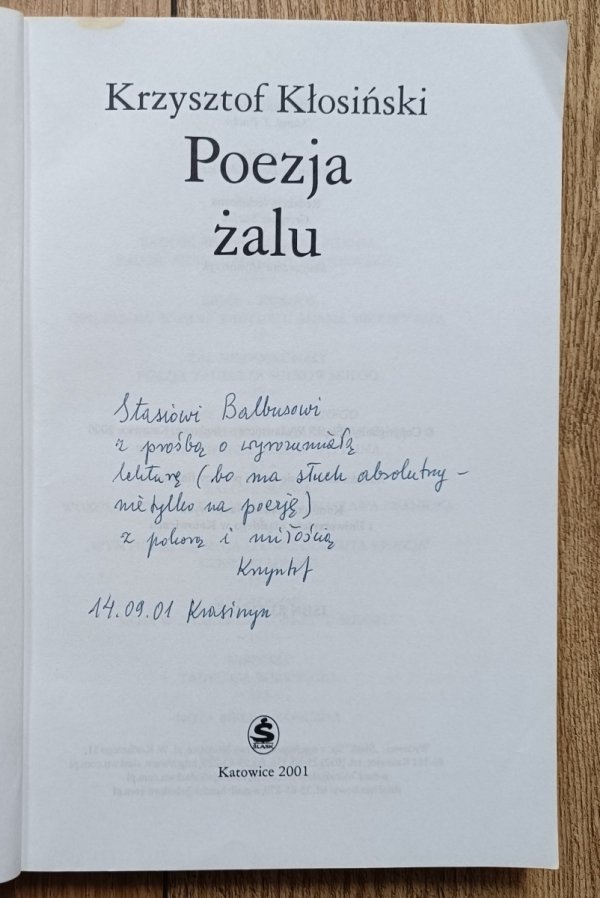 Krzysztof Kłosiński Poezja żalu