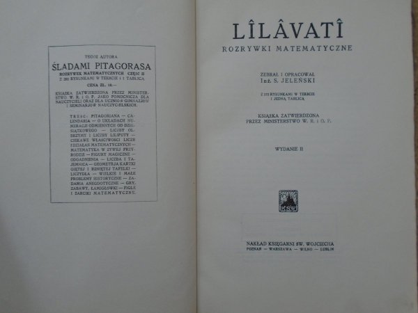 Szczepan Jeleński • Lilavati. Rozrywki matematyczne [1931]