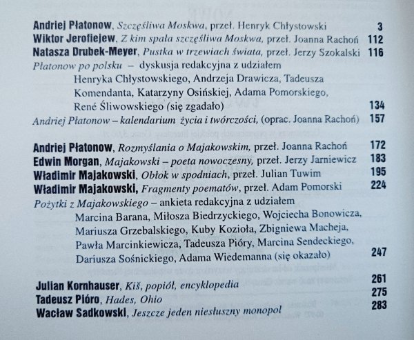 Literatura na świecie 7/1996 Majakowski, Płatonow