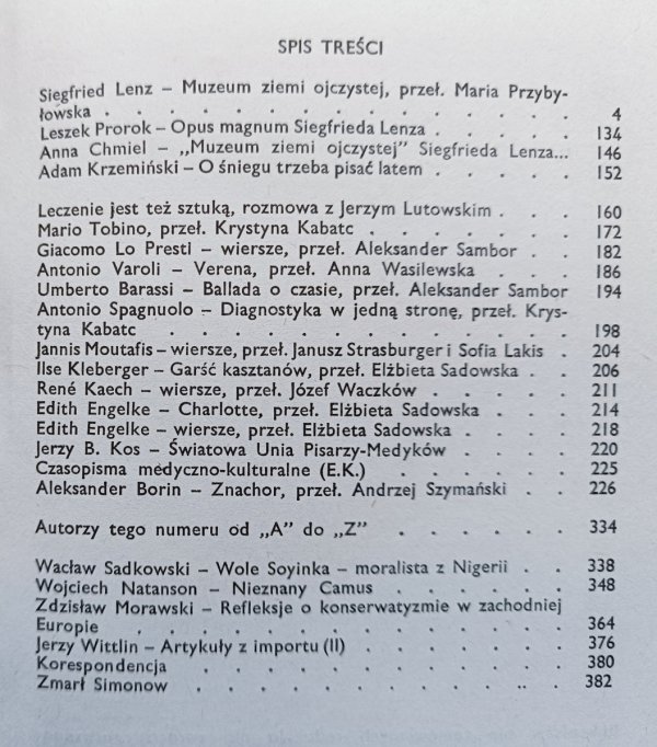 Literatura na Świecie 1/1980 (105) / Siegfried Lenz
