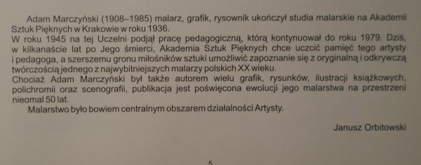 Adam Marczyński 1908-1985. Malarstwo • Katalog wystawy ASP