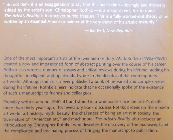 Mark Rothko • The Artist's Reality. Philosophies of Art