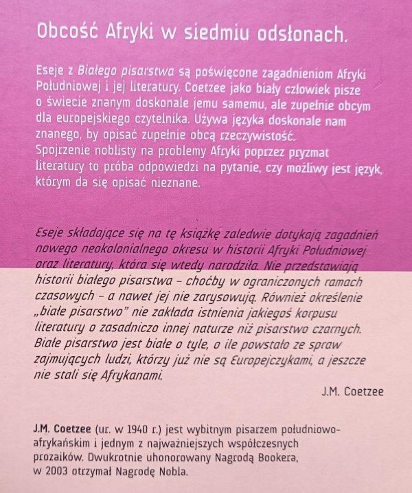 J.M. Coetzee Białe pisarstwo