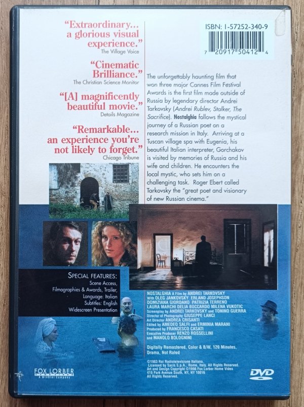 Andriej Tarkowski Nostalghia [Nostalgia] DVD