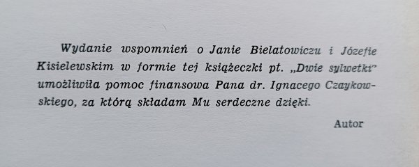 Zygmunt Kotkowski Dwie sylwetki. Jan Bielatowicz, Józef Kisielewski