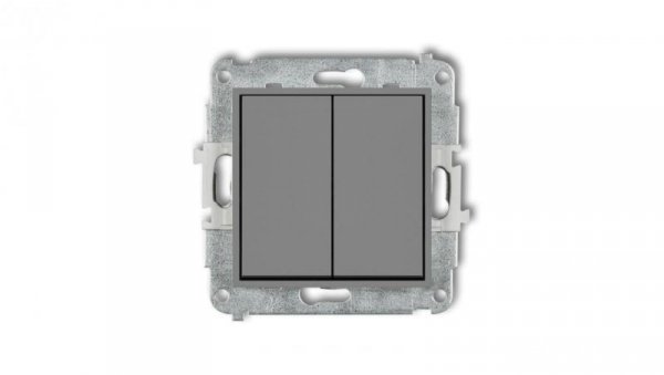ICON Mechanizm łącznika podwójnego schodowego (dwa klawisze bez piktogramów) szary mat 27IWP-33.1