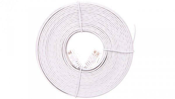 Kabel krosowy płaski patchcord U/UTP kat.5e biały 10m 93363