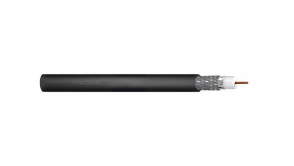 Kabel koncentryczny DIGITUS RG-6, 75 Ohm ekran (2x folia +oplot 77) Fca PE czarny DK-RG6-O-1 /100m/