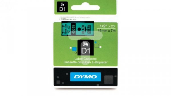 Taśma do drukarek D1 12mm x 7m czarny/zielony S0720590