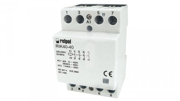 Stycznik modułowy 4P 4Z 40A 230V AC RIK40-40-230 2608217
