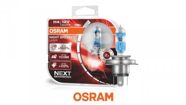 Żarówka samochodowa P43t 12V H4 NIGHT BREAKER LASER Gen.2 DUO BOX 64193NL-HCB /2 szt./ OSRAM