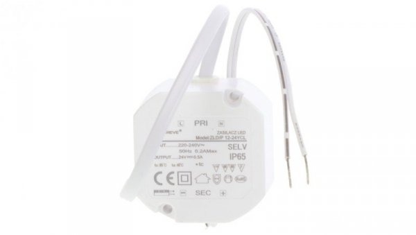 Zasilacz LED 24V DC 12W 0,5A IP65 /z zabezpieczeniami/ ZLDP 12-24YCL 19724-9019