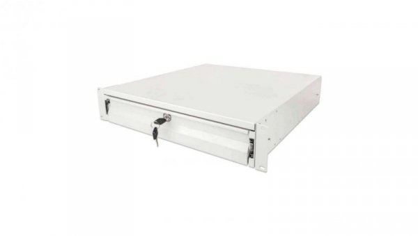 Szuflada do szaf Rack, 2U, z zamkiem, 466mm, szara