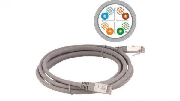 Patch-cord F/UTP kat.6 PVC 5.0m szary KKS6SZA5.0