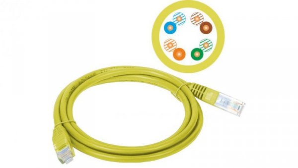 Patch-cord U/UTP kat.5e PVC 0.5m żółty KKU5ZOL0.5