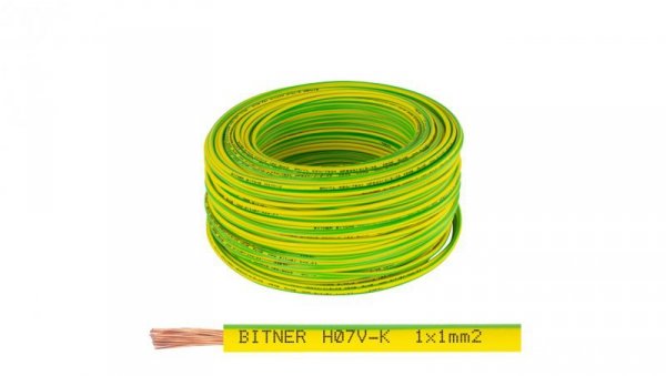 Przewód instalacyjny BiTOne H05V-K / LgY 1 500V żółto-zielony linka giętka Bitner /100m/