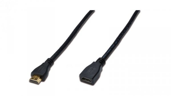 Kabel przedłużający HDMI Highspeed 1.4 z Eth. GOLD Typ HDMI A/HDMI A, M/Ż czarny 5m AK-330201-050-S