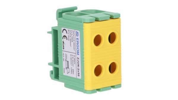 Złączka szynowa 1-torowa ZJUN-2x50 PE żółto-zielona R34RR-07020002003 /6szt./