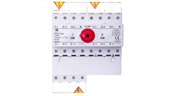 Przełącznik sieć-agregat 63A 3P+N (biegun N nierozłączalny) PRZK-3063NW01
