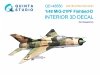 Quinta Studio QD+48550 MiG-21PF 3D-Printed & coloured Interior on decal paper (Eduard) (with 3D-printed resin parts) 1/48