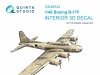 Quinta Studio QDS-48542 Boeing B-17F 3D-Printed & coloured Interior on decal paper (HK models, Eduard) (small version) 1/48