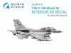 Quinta Studio QD48419 F-16D block 40 3D-Printed & coloured Interior on decal paper (Kinetic 2022 tool) 1/48