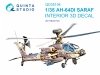 Quinta Studio QD35104 AH-64DI Saraf 3D-Printed & coloured Interior on decal paper (Takom) 1/35