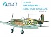 Quinta Studio QD48134 Spitfire Mk.I 3D-Printed & coloured Interior on decal paper (Tamiya) 1/48