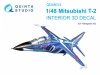 Quinta Studio QD48014 Mitsubishi T-2 3D-Printed coloured Interior on decal paper (Hasegawa) 1/48