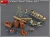 MiniArt 35594 Construction Set Kit: Ladders, Table, Buckets, Bricks, Cart, Anvil, Beams, Jack Stand & Tools 1/35