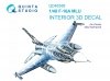 Quinta Studio QD48388 F-16A MLU 3D-Printed & coloured Interior on decal paper (Kinetic) 1/48