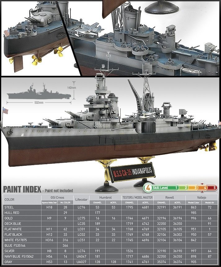 Academy 14107 USS INDIANAPOLIS (1:350) - scale 1:350