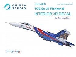 Quinta Studio QD32088 Su-27 3D-Printed & coloured Interior on decal paper (Trumpeter) (full version) 1/32 