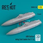 RESKIT RSU32-0144 600 Gallon wing fuel tanks for F-16 (2 pcs) (3D Printed) 1/32