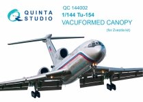Quinta Studio QC144002 Tu-154 vacuuformed clear canopy (for Zvezda kit) 1/144