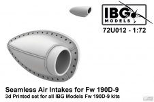 IBG 72U012 Seamless Air Intakes for Fw 190D-9 3D printed set for IBG kits 1/72