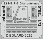 Eduard 72742 P-51D tail antennas STEEL 1/72