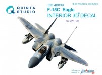 Quinta Studio QD48039 F-15C 3D-Printed & coloured Interior on decal paper (for GWH kit) 1/48