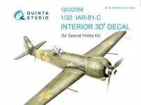 Quinta Studio QD32056 IAR - 81C 3D-Printed & coloured Interior on decal paper (for Special Hobby kit) 1/32