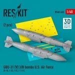 RESKIT RS48-0465 GBU-31 (V) 3/B bombs U.S. Air Force (2 pcs) (3D Printed) 1/48