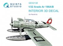 Quinta Studio QD32138 Ar 196A/B 3D-Printed & coloured Interior on decal paper (Revell) 1/32