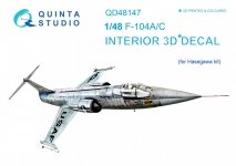 Quinta Studio QD48147 F-104A/C 3D-Printed & coloured Interior on decal paper (for Hasegawa kit) 1/48