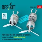 RESKIT RSU48-0483 PBY-5/5A/ OA-10A Catalina propellers, engines & cowlings (closed engines bay) for Revell/Monogram/Hasegawa kit (3D Printed) 1/48