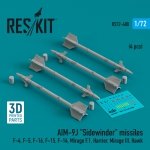 RESKIT RS72-0480 AIM-9J Sidewinder missiles (4 pcs) (3D Printed) 1/72