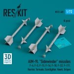 RESKIT RS72-0481 AIM-9L Sidewinder missiles (4 pcs) (3D Printed) 1/72