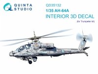Quinta Studio QD35132 AH-64A 3D-Printed coloured Interior on decal paper (Trumpeter) 1/35