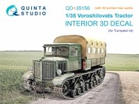 Quinta Studio QD+35156 Voroshilovets Tractor 3D-Printed & coloured Interior on decal paper (Trumpeter) (with 3D-printed resin parts) 1/35
